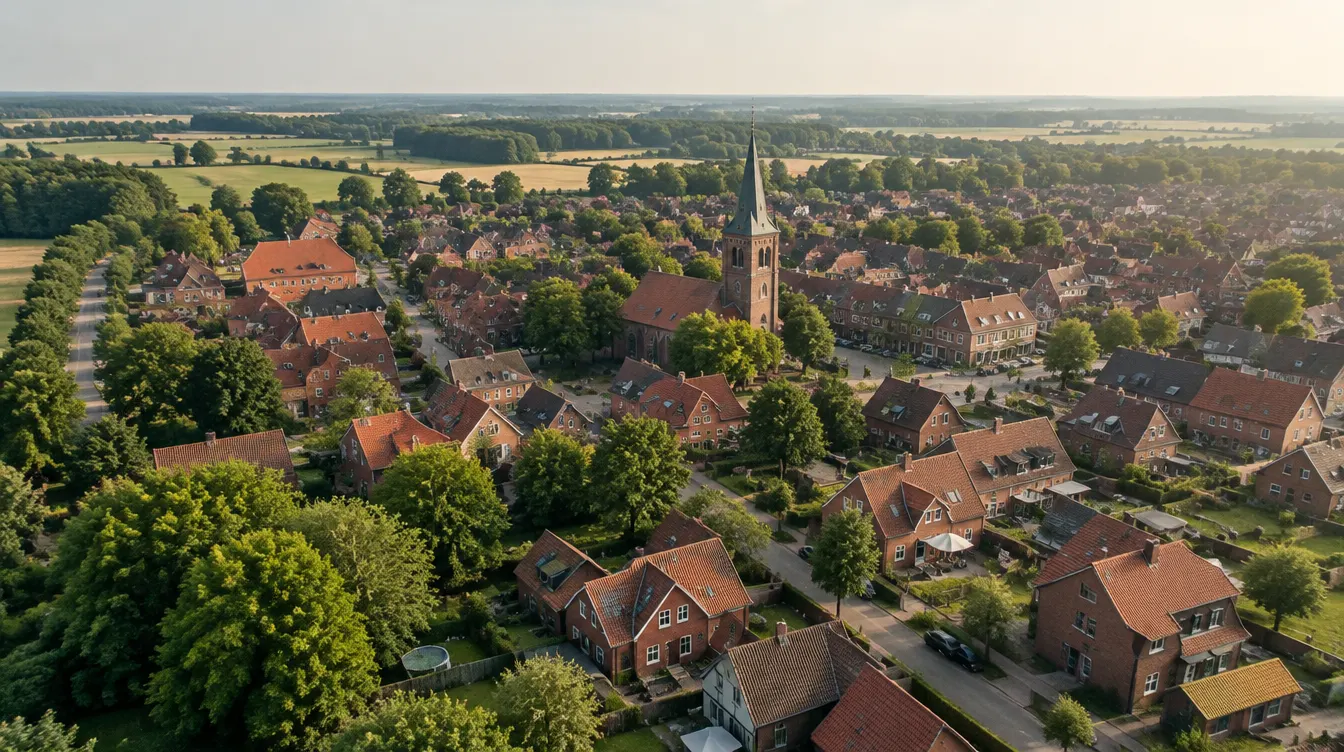 Kleinstadt in Niedersachsen von oben